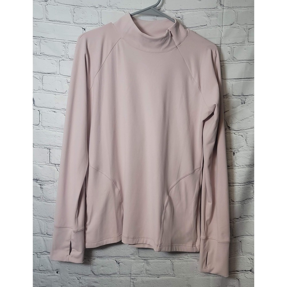 Yogalicious Pullover Womens Large‎ Pink 1/4 Zip Mock Neck Long Sleeve Athletic